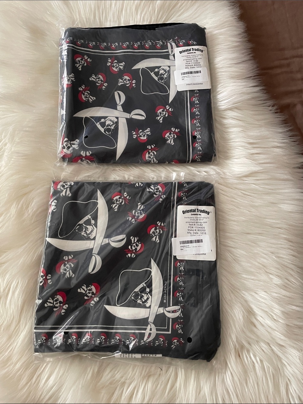 2 pirate skull bandanas oriental Halloween